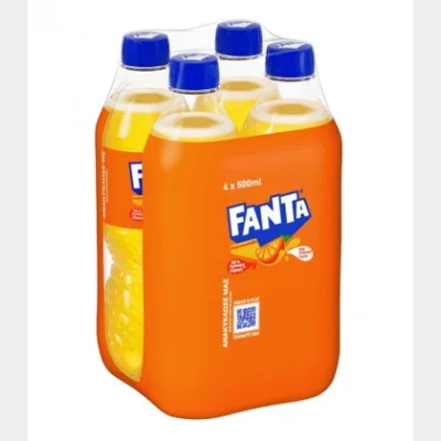 FANTA ΠΟΡΤΟΚΑΛΑΔΑ 500ml 30% ΛΙΓΟΤΕΡΗ ΖΑΧΑΡΗ 4pack