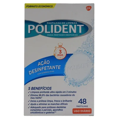 Polident cleaning tablets 48 u. Active oxygen disinfectant.