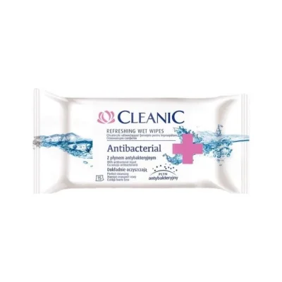 Cleanic Refreshing Antibacterial Wet Wipes 15pcs