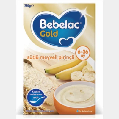 Bebelac Gold Baby Food with Milk Fruit and Rice  250 gr