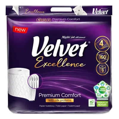 Velvet Toilet Paper A9 Excellence Premium Comfort 4 Layers 160 Sheets
