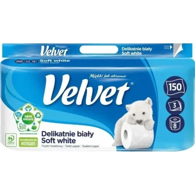 Velvet Toilet Paper A8 White 3 Layers 150 Sheets