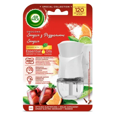 Air Wick Airwick EL. komplet Air Wick Elektryczny Owocowa Sangria z Przyprawami/ Spiced Fruity Sangria 19 ml Komplet