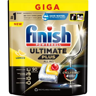 Finish Ultimate Plus Dishwasher Tablets 90 Pack Lemon