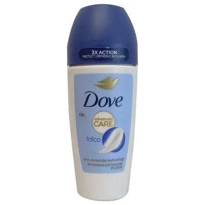 Dove roll-on deodorant 50 ml. Advanced talcum.