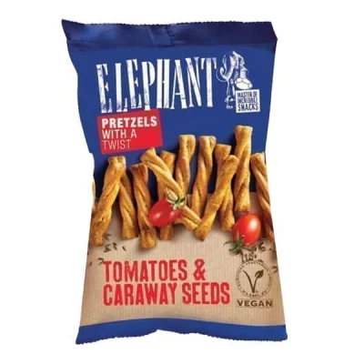 ELEPHANT TWISTED PRETZEL 80gr. TOMATO & CUMIN SEEDS