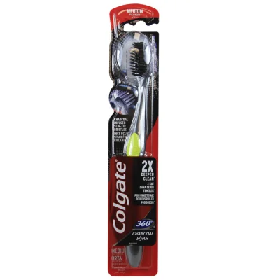 Colgate toothbrush 1 u. Medium 360º charcoal infused.