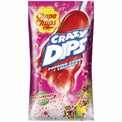 Chupa Chups Crazy Dips Strawberry Lollipop 14g