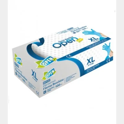VINYL GLOVES OPEN BLUE XLARGE POWDER FREE 100T