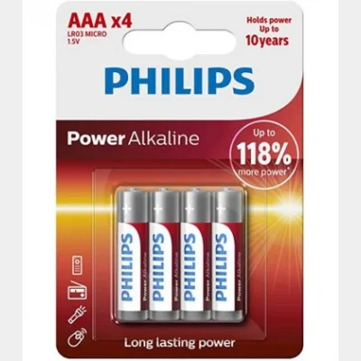 PHILIPS BATTERY ALKALINE AAA-LR03 4SA 1,5V