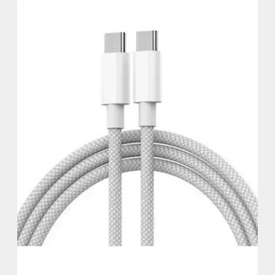 ABODOS AS-DS370 CHARGE/DATA CABLE 1m 60W FABRIC WHITE TYPE C TO TYPE C