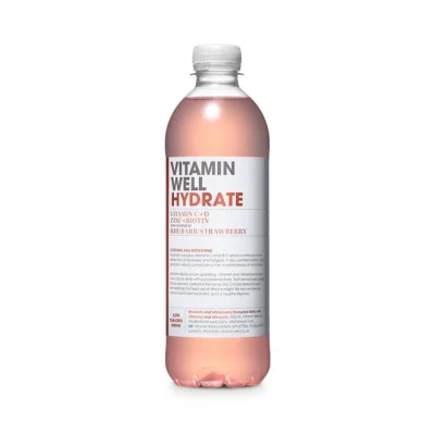 VITAMIN WELL Vitamin Water rhubarb & strawberry flavour 500ml - Hydrate