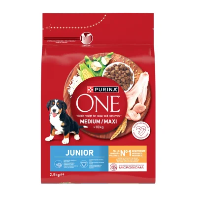 Purina ONE Medium/Maxi Junior Dog Food Chicken & Rice 4x2.5kg