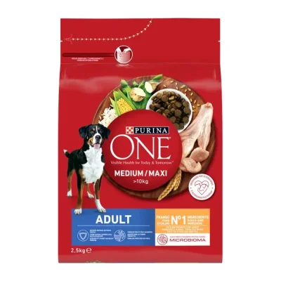 Purina ONE Medium/Maxi Adult Dog Food Chicken & Rice 4x2.5kg