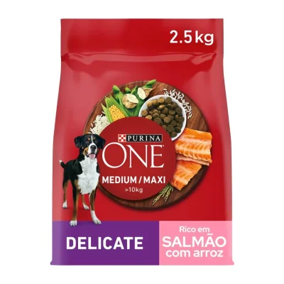 Purina ONE Medium/Maxi Adult Delicate Salmon & Rice Dog Food 4x2.5kg