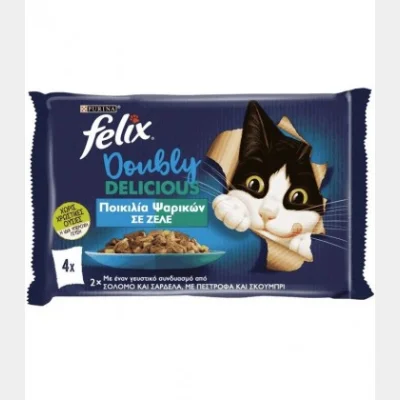 FELIX LIQUID CAT FOOD IN JELLY (85gr) FISH VARIETY 340gr