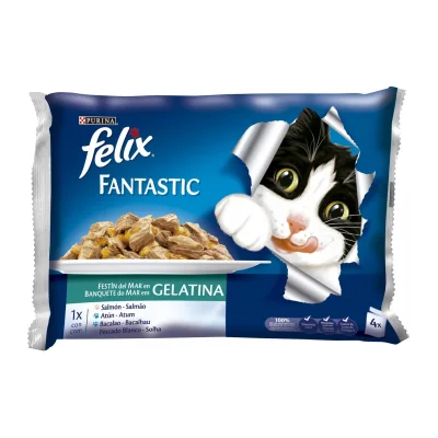 Felix Fantastic Fish Selection in Jelly Wet Cat Food 4x85g