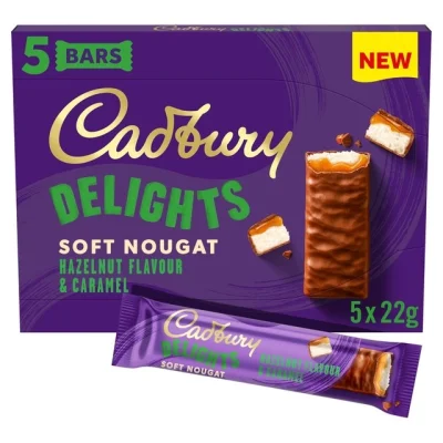 Cadbury Delights Nougat Hazelnut & Caramel 5 Pack