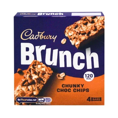 CADBURY brunch bar chynky choc chips 4x28g