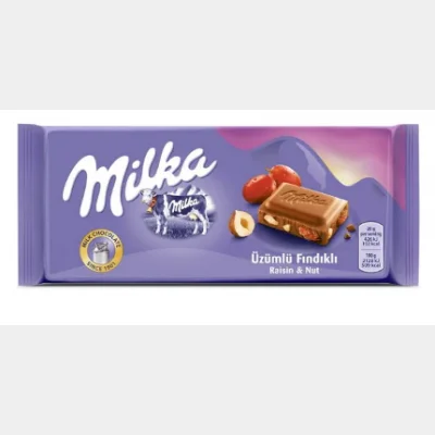 Milka Tablet Chocolate with Raisin and Hazelnut  80 gr