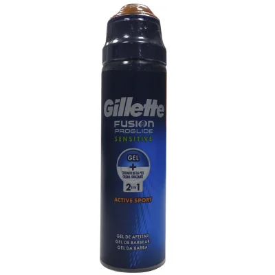 Gillette Proglide shaving gel 170 ml. Sensitive active sport 2 in 1.
