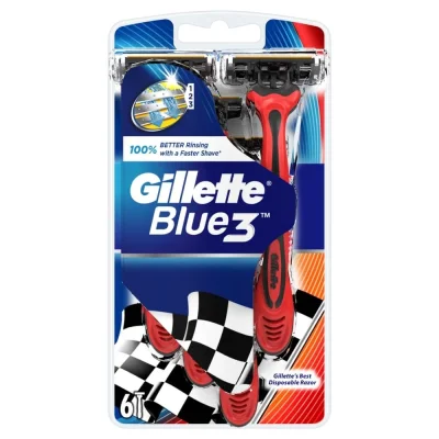 Gillette Blue 3 Plus Disposable Razors Red 6-Pack