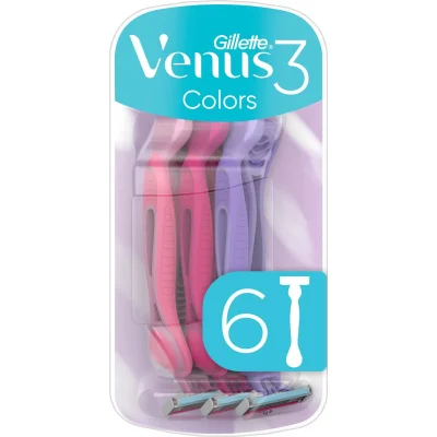 Gillette Venus 3 Colors Disposable Razors 6-Pack