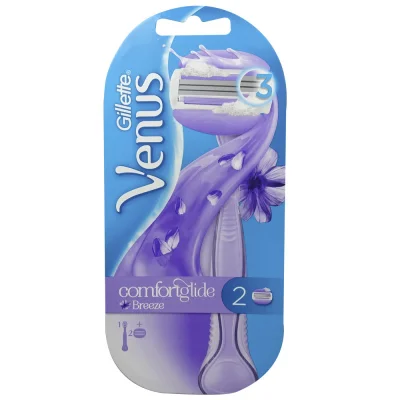 Gillette Venus razor 3 blades 1 u. + 2 refill. Comfortglide Breeze.