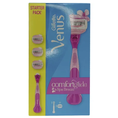 Gillette Venus Comfortglide razor 1 u. + 3 refills. Spa breeze.