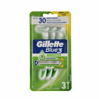 Gillette Blue3 Plus Sensitive Disposable Razor 3 Count