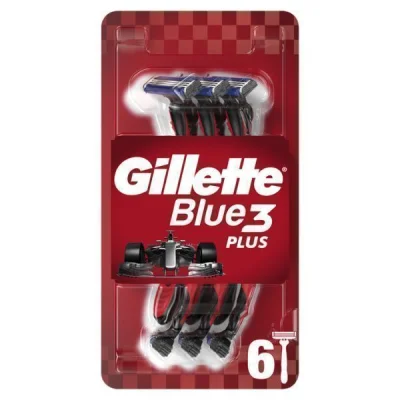 GILLETTE RAZORS BLUE 3 PLUS 6pcs RED