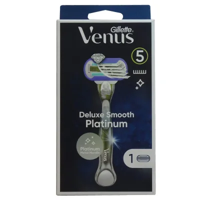 Gillette Venus razor 1 u. 5 blades + 1 refill. Deluxe Smooth Platinum.