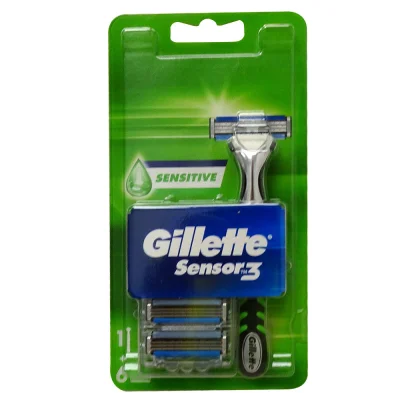 Gillette Sensor 3 razor + 6 refill. Sensitive.