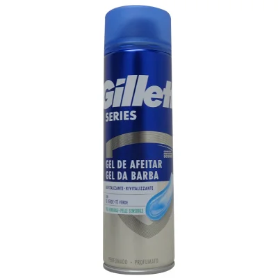 Gillette series shaving gel 200 ml. Sensitive skin revitalizing with green tea.