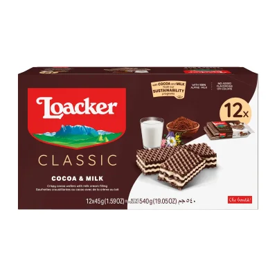 Classic Cacao & Milk Wafer-Thin Squares 12x45g