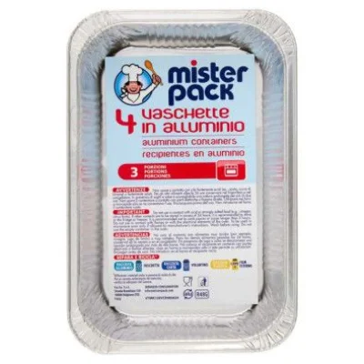 Mister Pack Contenitori Alluminio 3 Porzioni Pz.4