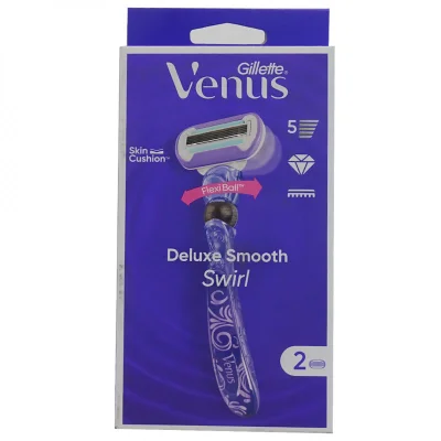 Gillette Venus razor 1 u. 5 blades + 2 refill. Swirl Deluxe smooth.