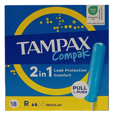 Tampax compak 18 u. 2 in 1 regular.