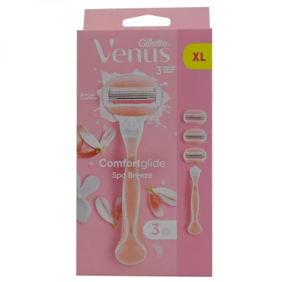 Gillette Venus razor 1 u. 3 blades + 3 refill.Comfortglide Spa breeze.