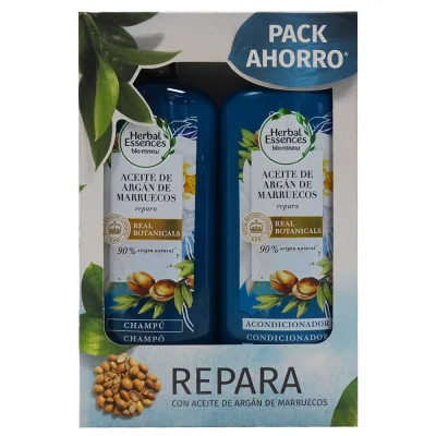 Herbal esscence pack shampoo + conditioner 400 ml. Repair and protect argan oil..