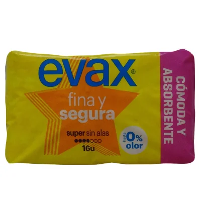 Evax sanitary 16 u. Fina y segura witouth wings.