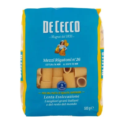 DE CECCO PASTA 500G MEZZI RIGATONI N. 26 /24