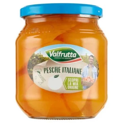 Valfrutta Pesche Italiane Sciroppate in Vetro Gr.580