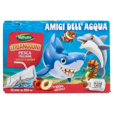 Valfrutta i Triangolini Succo e Polpa di Pesca Italiana Brick Pz.12 X Ml.100