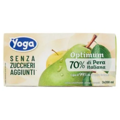 Yoga Optimum Succo Pera Italiana senza Zuccheri Aggiunti Ml.200 X 3