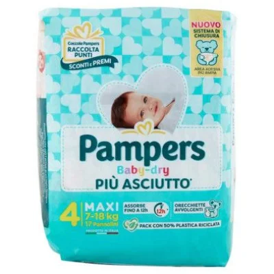 Pampers Pannolini Baby Dry Taglia 4 da 7 a 18 Kg Pz.17