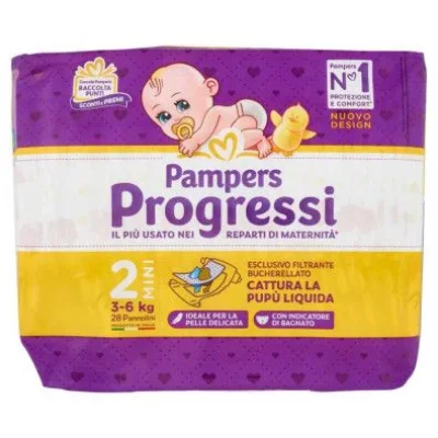 Pampers Progressi Mini Taglia 2 (Kg.3-6) 30 Pannolini