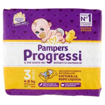 Pampers Progressi Midi Taglia 3 (Kg.4-9) 27 Pannolini
