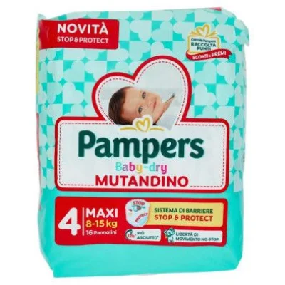 Pampers Pannolini Baby Dry Mutandina Taglia 4 da 8 a 15 Kg Pz.16