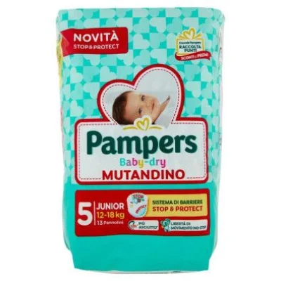 Pampers Pannolini Baby Dry Mutandina Taglia 5 da 12 a 18 Kg Pz.15